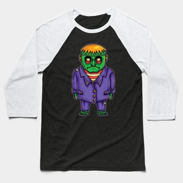 Horror Halloween Frankenstein Monster Creepy Hallows Baseball T-Shirt by nvqdesigns